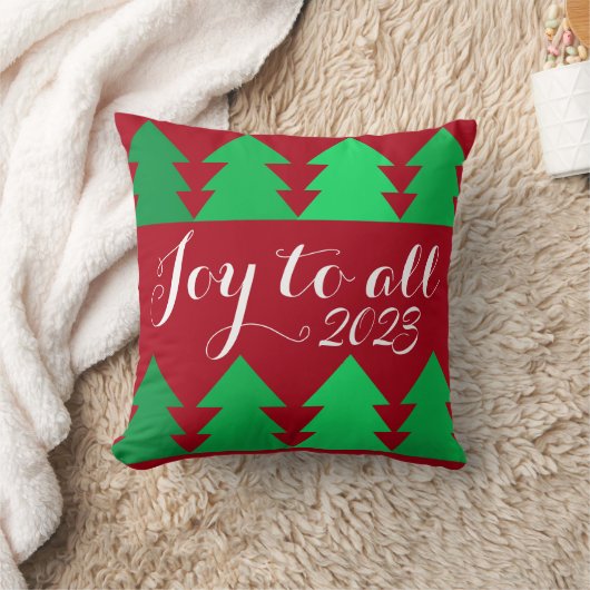 かわいい緑のクリスマスツリーの喜びカスタム年 クッション (ブランケット)