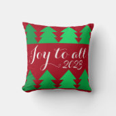 かわいい緑のクリスマスツリーの喜びカスタム年 クッション (正面)