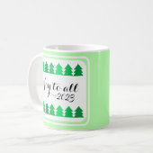 かわいい緑のクリスマスツリーの喜びカスタム年 コーヒーマグカップ (正面左)