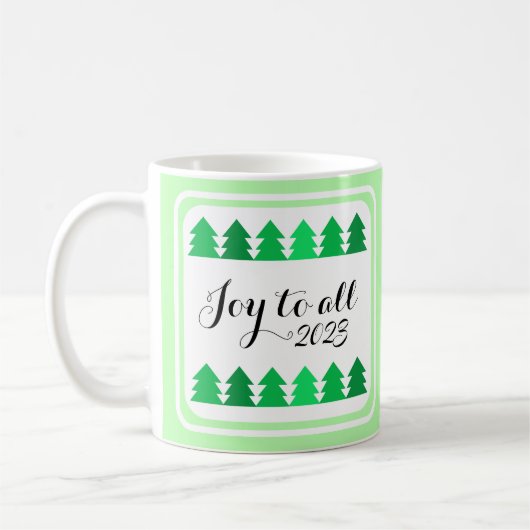 かわいい緑のクリスマスツリーの喜びカスタム年 コーヒーマグカップ (左)