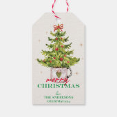 かわいい緑のクリスマスツリー ポット ホリデーギフト ギフトタグ (裏面)