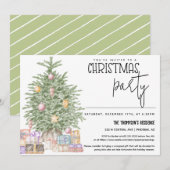 かわいい緑のクリスマスパーティーホリデーツリーギフト 招待状 (正面/裏面)