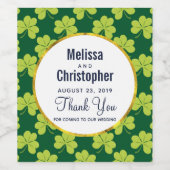 かわいい緑のクローバーのパタ結婚ーン ワインラベル (シングルラベル)