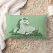 かわいい緑のクローバーのユニコーン ランバークッション (ブランケット)