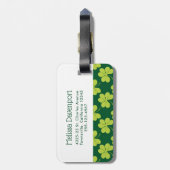 かわいい緑のクローバーの枠ファンシー模様 ラゲッジタグ (裏面縦)