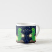 かわいい緑のグローの虫の漫画イラストレーション エスプレッソカップ (正面右)