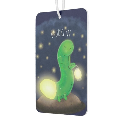 かわいい緑のグローの虫の漫画イラストレーション カーエアーフレッシュナー (左)