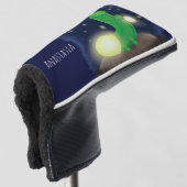 かわいい緑のグローの虫の漫画イラストレーション ゴルフヘッドカバー (3/4 正面)