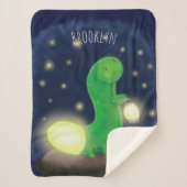かわいい緑のグローの虫の漫画イラストレーション シェルパブランケット (正面)