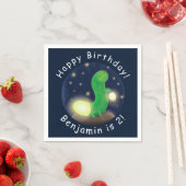 かわいい緑のグローの虫の漫画イラストレーション スタンダードカクテルナプキン (インサイチュ)