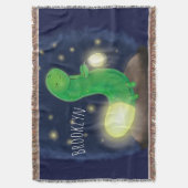 かわいい緑のグローの虫の漫画イラストレーション スローブランケット (正面縦)
