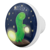 かわいい緑のグローの虫の漫画イラストレーション セラミックノブ (右)