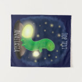 かわいい緑のグローの虫の漫画イラストレーション タペストリー (正面(横))