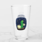 かわいい緑のグローの虫の漫画イラストレーション タンブラーグラス (裏面)