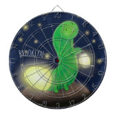 かわいい緑のグローの虫の漫画イラストレーション ダーツボード (正面)