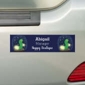 かわいい緑のグローの虫の漫画イラストレーション バンパーステッカー (車上)