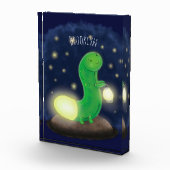 かわいい緑のグローの虫の漫画イラストレーション フォトブロック (右)