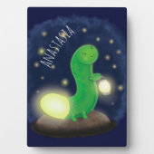 かわいい緑のグローの虫の漫画イラストレーション フォトプラーク (正面)