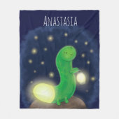 かわいい緑のグローの虫の漫画イラストレーション フリースブランケット (正面)