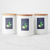 かわいい緑のグローの虫の漫画イラストレーション フードラベル (ボトル)