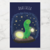 かわいい緑のグローの虫の漫画イラストレーション フードラベル (シングルラベル)