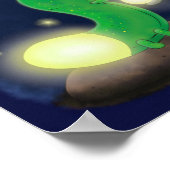 かわいい緑のグローの虫の漫画イラストレーション ポスター (角)