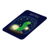 かわいい緑のグローの虫の漫画イラストレーション マグネット (左側)