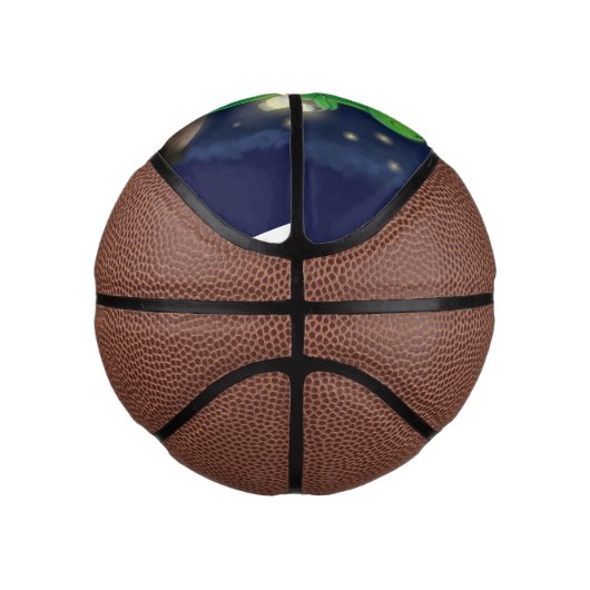 かわいい緑のグローの虫の漫画イラストレーション ミニバスケットボール (右)