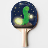 かわいい緑のグローの虫の漫画イラストレーション 卓球ラケット (裏面)