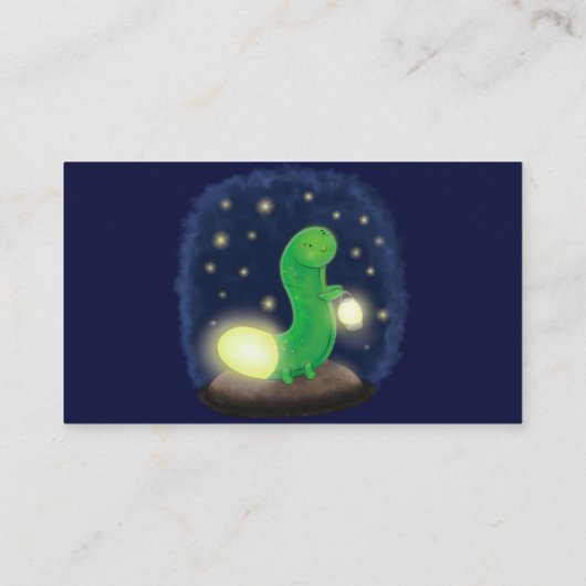 かわいい緑のグローの虫の漫画イラストレーション 名刺 (裏面)