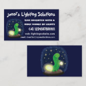 かわいい緑のグローの虫の漫画イラストレーション 名刺 (正面/裏面)