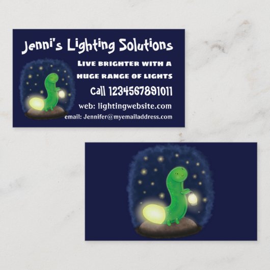 かわいい緑のグローの虫の漫画イラストレーション 名刺 (正面/裏面)
