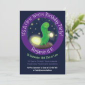 かわいい緑のグローの虫の漫画イラストレーション 招待状 (スタンド正面)