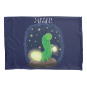 かわいい緑のグローの虫の漫画イラストレーション 枕カバー (正面)