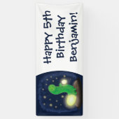 かわいい緑のグローの虫の漫画イラストレーション 横断幕 (縦)