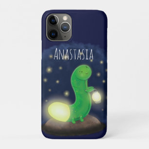 かわいい緑のグローの虫の漫画イラストレーション iPhone 11 PROケース