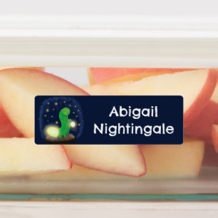 かわいい緑のグローの虫の漫画パーソナライズされた ラベル