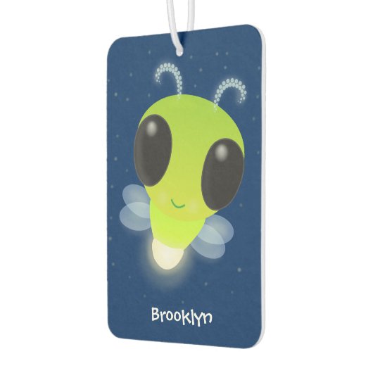 かわいい緑のグローブバグ蛍の漫画イラストレーション カーエアーフレッシュナー (左)