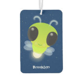 かわいい緑のグローブバグ蛍の漫画イラストレーション カーエアーフレッシュナー (裏面)