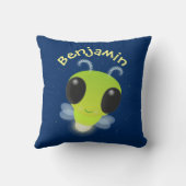 かわいい緑のグローブバグ蛍の漫画イラストレーション クッション (裏面)