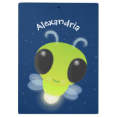 かわいい緑のグローブバグ蛍の漫画イラストレーション クリップボード (裏面)