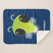 かわいい緑のグローブバグ蛍の漫画イラストレーション シェルパブランケット (正面(横))