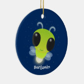 かわいい緑のグローブバグ蛍の漫画イラストレーション セラミックオーナメント (右)