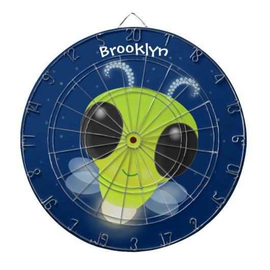 かわいい緑のグローブバグ蛍の漫画イラストレーション ダーツボード (正面)