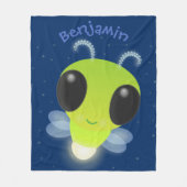 かわいい緑のグローブバグ蛍の漫画イラストレーション フリースブランケット (正面)