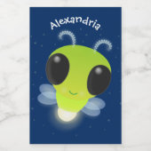 かわいい緑のグローブバグ蛍の漫画イラストレーション フードラベル (シングルラベル)