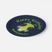 かわいい緑のグローブバグ蛍の漫画イラストレーション ペーパープレート (アングル)