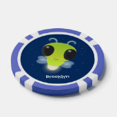 かわいい緑のグローブバグ蛍の漫画イラストレーション ポーカーチップ (シングル)