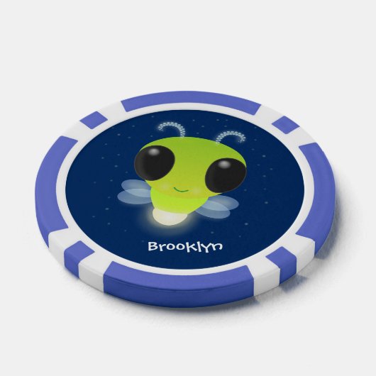 かわいい緑のグローブバグ蛍の漫画イラストレーション ポーカーチップ (シングル)