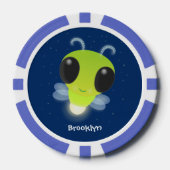 かわいい緑のグローブバグ蛍の漫画イラストレーション ポーカーチップ (正面)